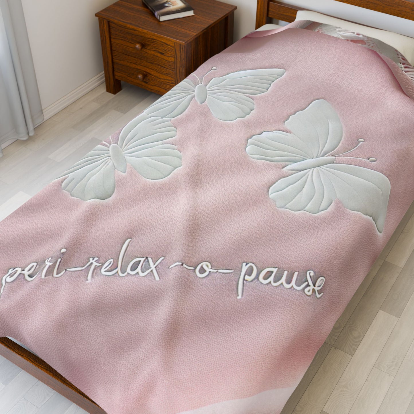 Butterfly Velveteen Plush Blanket - Peri-Relax-O-Pause