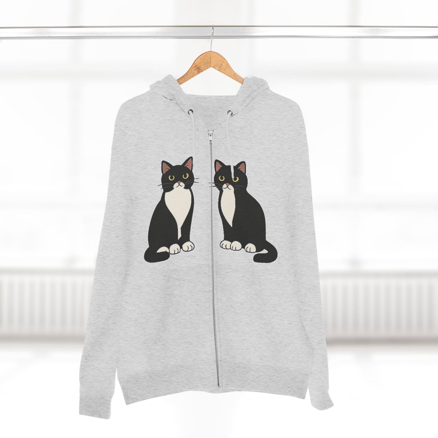 Cozy Cat Lover Zip Hoodie - Adorable Tuxedo Cat Design